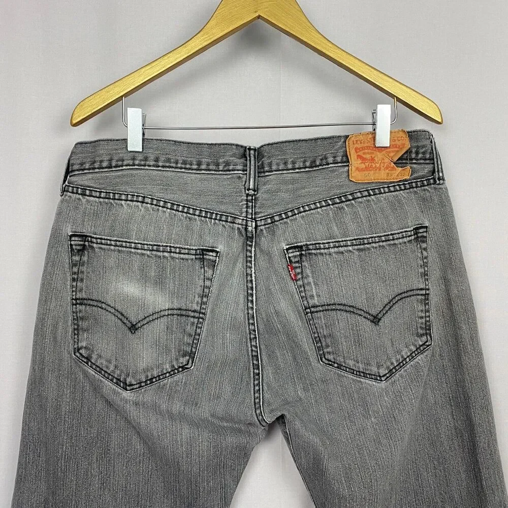 Levis 501 Jeans Mens 36x32 Gray Button‎ Fly 100% Cotton